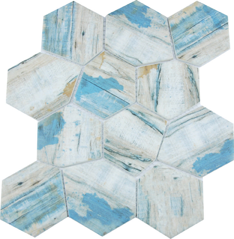 - Erratic HEXAGON blue  satin -