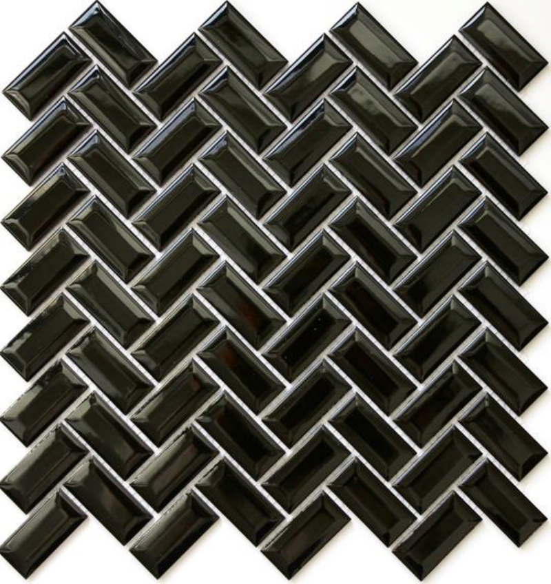 - Herringbone black gloss  23X48MM gloss -