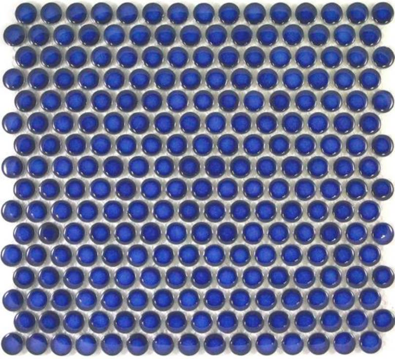 - penny rounds  cobalt blue 19MM glazed -