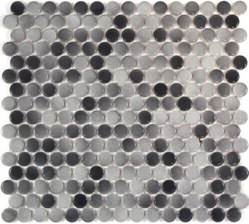 - penny rounds  grey mix 19MM glazed gloss -