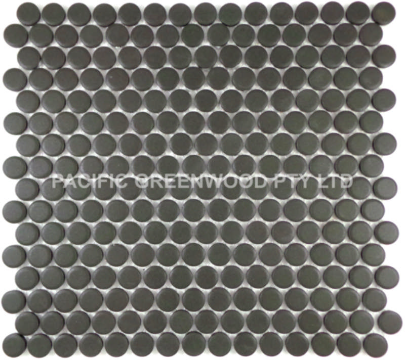 - penny rounds  black 315x294MM/SHT unglazed -