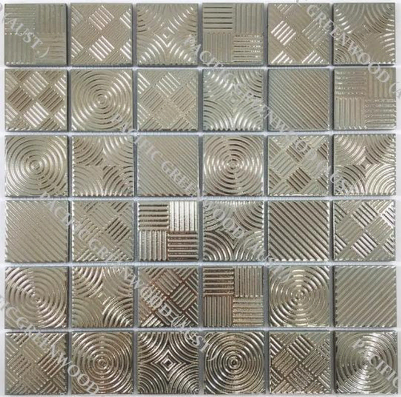 - glazed porclain  silver 48X48MM metallic  -